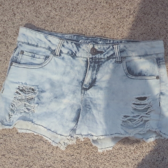 Celebrity Pink Pants - Distressed Light Blue Denim Shorts